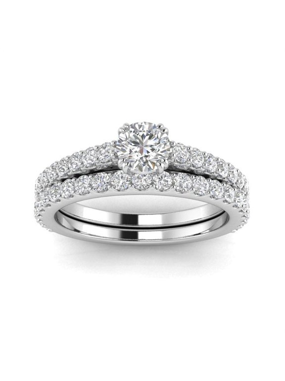 1.00ctw Diamond Engagement Ring Bridal set in 10k White Gold (G-H, I2-I3, 1.00ctw)