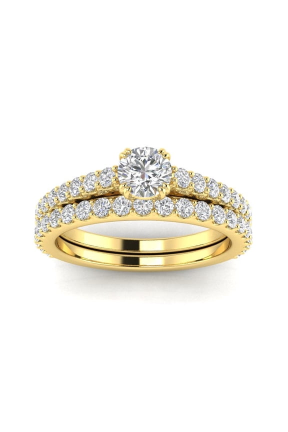 1.00ctw Diamond Engagement Ring Bridal set in 10k Yellow Gold (G-H, I2-I3, 1.00ctw)