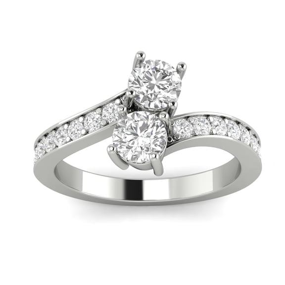 1.00ctw Diamond Two Stone Ring in 10k White Gold (G-H, I2-I3, 1.00ctw)