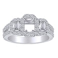 thumbnail image 1 of AFFY 1.01 Carat (Ctw) Round & Baguette Cut White Natural Diamond Semi Mount Engagement Ring In 14k Solid White Gold Ring Size-8.5, 1 of 1