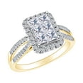 thumbnail image 1 of AFFY 1.01 Carat Princess & Round Cut White Natural Dimaond Halo Engagement Wedding Ring 14k Solid Yellow Gold, 1 of 1