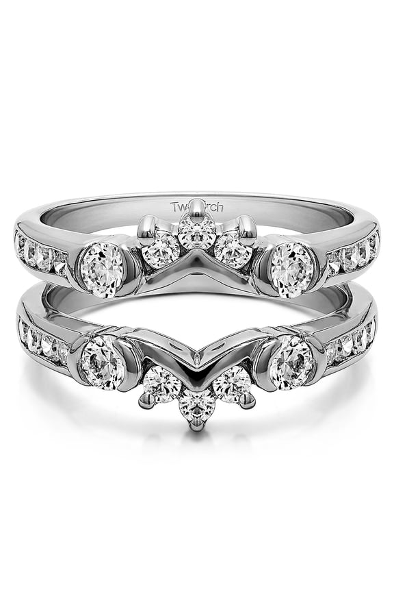 1.01 Ct. Half Halo Prong and Channel Set Ring Guard With Cubic Zirconia Mounted in Sterling Silver