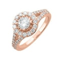 thumbnail image 1 of 1.02 Carat Halo Prong Set Diamond Engagement Ring in 14K Rose Gold (Ring Size 7), 1 of 1