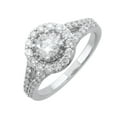 thumbnail image 1 of 1.02 Carat Halo Prong Set Diamond Engagement Ring in 14K White Gold (Ring Size 4.25), 1 of 1