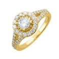 thumbnail image 1 of 1.02 Carat Halo Prong Set Diamond Engagement Ring in 14K Yellow Gold (Ring Size 6) (I1-I2 Clarity), 1 of 1