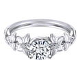 thumbnail image 1 of AFFY 1.02 Carat Round Shape Moissanite & Natural Diamond Flower Design Engagement Ring 14K Solid White Gold Ring Size-9, 1 of 2