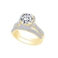 thumbnail image 1 of AFFY 1.02 Carat Round Shape White Natural Diamond Halo Engagement Band Ring Set 18K Solid Yellow Gold Ring Size-7.5, 1 of 1