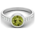 thumbnail image 1 of 1.02 Ctw Round Peridot 925 Sterling Silver Bezel Set Solitaire Valentines Day Gifts Ring, 1 of 3