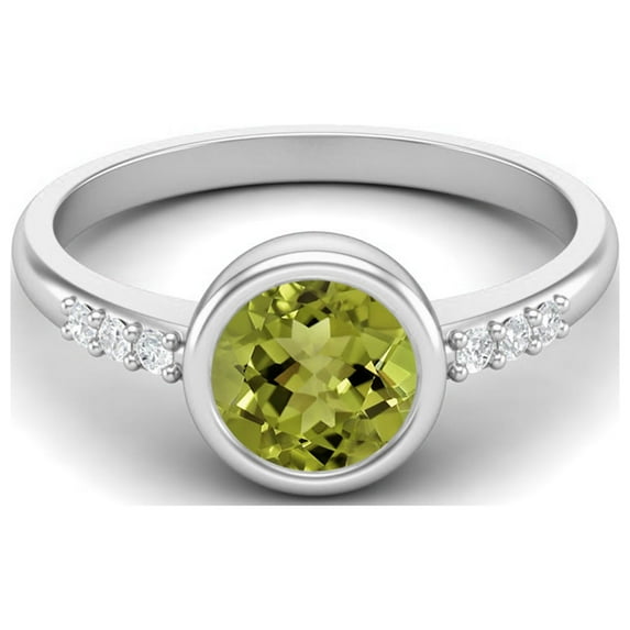 1.02 Ctw Round Peridot 925 Sterling Silver Bezel Set Solitaire Valentines Day Gifts Ring