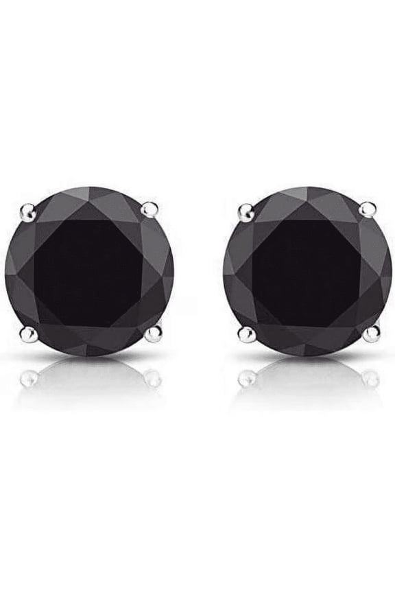 1.02Ct Round Cut Blck Diamond Stud Earring in 14K White Gold Plated Studs For Her