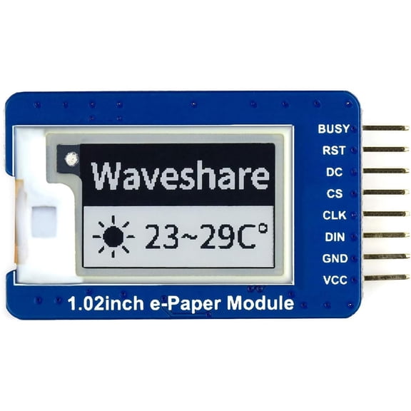 1.02inch E-Ink Display Module Compatible with 4B/3B+/3B/2B/B+/A+/Zero/Zero W/WH/Zero 2W 12880 Resolution Black/White Dual-Color SPI Interface Supports Partial Refresh