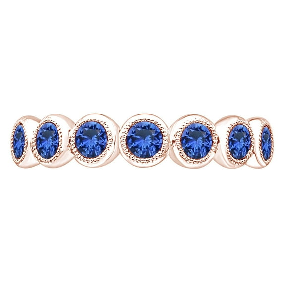 AFFY 1.03 Carat (Cttw) Round Simulated Blue Sapphire Beautiful Engagement Ring 14K Solid Rose Gold Ring Size-9