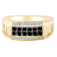 thumbnail image 1 of AFFY 1.03 Carat Round Black & White Natural Diamond Men's Anniversary Ring 14k Yellow Gold Over Sterling Silver Ring Size-10.5, 1 of 1