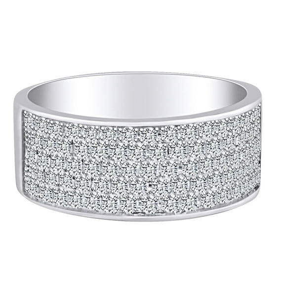 AFFY 1.03 Cttw Round Shape White Natural Diamond Engagement Bridal Band Ring In 10K Solid White Gold-Ring Size-6