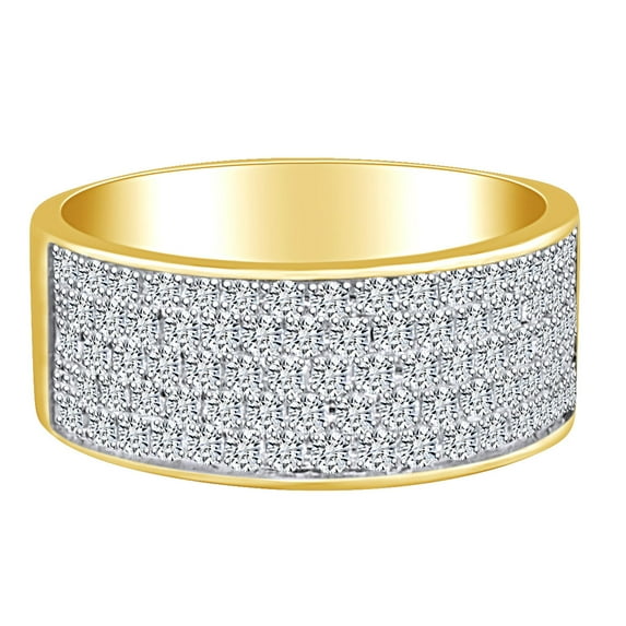 AFFY 1.03 Cttw Round Shape White Natural Diamond Engagement Bridal Band Ring In 10K Solid Yellow Gold-Ring Size-10