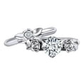 thumbnail image 1 of AFFY 1.04 Carat Round Shape Moissanite & Natural Diamond Rose Flower Engagement Ring 14K Solid White Gold Ring Size-10, 1 of 2