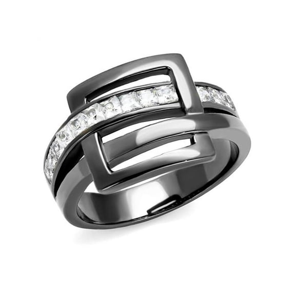 1.04 Ct Princess Cut Light Black Stainless Steel Fashion Ring Women's Size 10