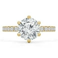 thumbnail image 1 of 1.05 CT Round Lab Created Diamond 6-Prong Hidden Halo Solitaire with Accents Engagement Ring in 14K Yellow Gold - Size 4, 1 of 1