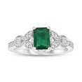 thumbnail image 1 of 1.05 CTW Diamond & Emerald Engagement Ring, 14K White Gold - Size 4, 1 of 1