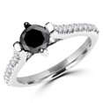 thumbnail image 1 of 1.05 CTW Round Black Diamond Cocktail Ring in 14K White Gold - Size 5.5, 1 of 1