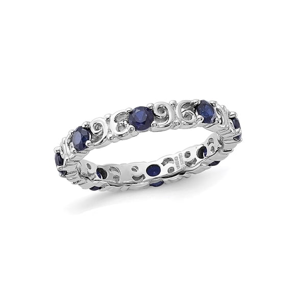 1.05 Carat (Ctw) Lab-Created Blue Sapphire Band Ring in Sterling Silver for Women