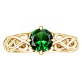 thumbnail image 1 of AFFY 1.05 Carat Round Shape Simulated Emerald & Natural Diamond Engagement Ring 14K Solid Yellow Gold Ring Size-8.5, 1 of 2