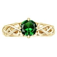 thumbnail image 1 of AFFY 1.05 Carat Round Shape Simulated Emerald & Natural Diamond Engagement Ring 14K Solid Yellow Gold Ring Size-8, 1 of 2