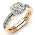 thumbnail image 1 of 1.05 Carat (ctw) 14K Rose Gold Cushion & Round Diamond Ladies Halo Style Bridal Engagement Ring Matching Band Set 1 CT, 1 of 1