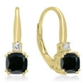 thumbnail image 1 of 1.05 Carat (ctw) 18K Yellow Gold Cushion Cut Black Diamond & Round Cut White Diamond Ladies Dangling Drop Earrings 1 CT, 1 of 1