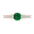 thumbnail image 1 of Solitaire with Accents Engagement Ring for Women - 1.05ct Simulated Emerald in 14K Rose Gold Promise Ring, 1 of 8