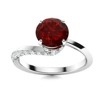 Mooneye 1.05 Ctw Round Garnet 925 Sterling Silver Solitaire Bypass Women Valentines Day Gift Ring