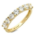 thumbnail image 1 of 1.05 ct Brilliant Round Cut Genuine Cultured Diamond SI1-SI2 I-J Solid Real 14K Yellow Gold Stackable Engagement Designer Art Deco Dainty Promise Wedding BW/ size 4.5, 1 of 6