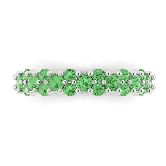0.98 ctw Wedding Band for Women - 14K White Gold Simulated Green Diamond Stackable Eternity Ring