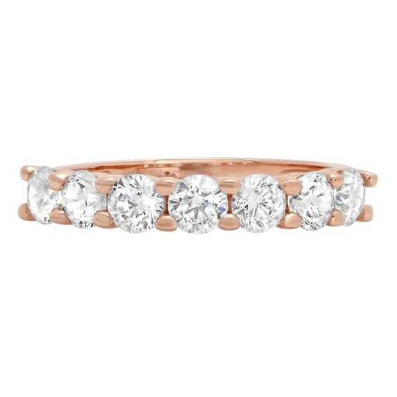 1.05 ct Brilliant Round Cut Synthetic White Sapphire 18K Rose Gold Stackable Band SZ 5