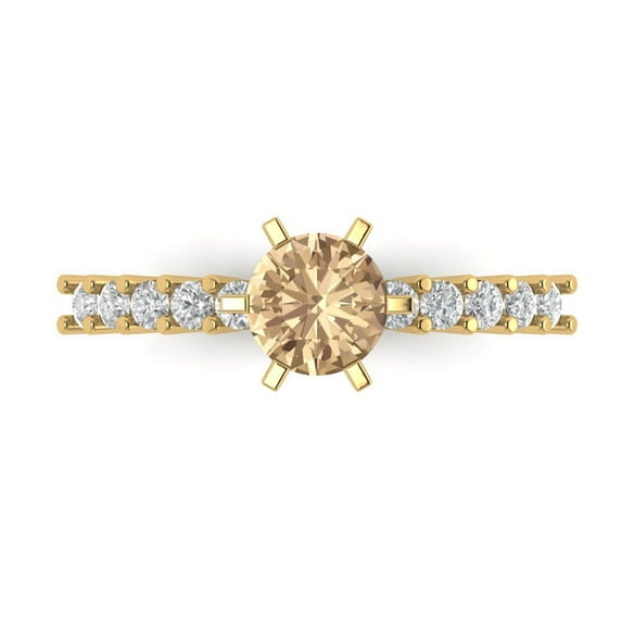 Solitaire with Accents Engagement Ring for Women - 1.05ct Yellow Moissanite in 14K Yellow Gold Promise Ring