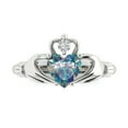 thumbnail image 1 of 1.05 ct Heart Cut Blue Moissanite Claddagh 14K White Gold Womens Engagement Ring, 1 of 5
