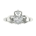 thumbnail image 1 of Clara Pucci 14K White Gold 1.05ct Moissanite Claddagh Ring for Women, 1 of 8