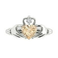thumbnail image 1 of 1.05 ctw Claddagh Anniversary Ring for Women | Heart Cut Natural Morganite | Hyperallergenic Solid 18K White Gold, 1 of 5