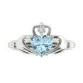 thumbnail image 1 of 1.05 ctw Claddagh Anniversary Ring for Women | Heart Cut Simulated Blue Diamond | Hyperallergenic Solid 14K White Gold, 1 of 5