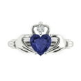 thumbnail image 1 of Clara Pucci 14K White Gold Solid Gold Tanzanite Claddagh Anniversary Ring for Women - 1.05 cttw Heart Cut, 1 of 8