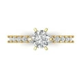 thumbnail image 1 of Clara Pucci 14K Yellow Gold Solid Gold Clear Solitaire with Accents Anniversary Ring for Women - 1.05 cttw Round Cut, 1 of 8