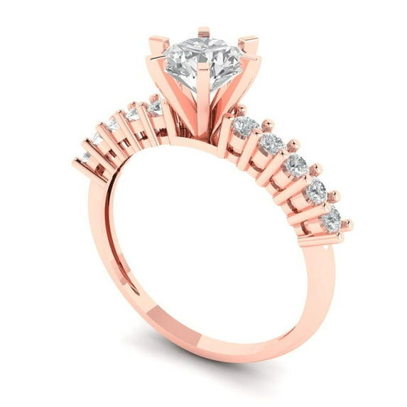 1.05 ct round cut clear Zircon 18k rose gold Bridal Wedding Engagement Promise Anniversary Ring for Women size 4.5