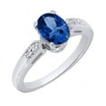 thumbnail image 1 of AFFY (1.05 cttw) Simulated Blue Sapphire & White Natural Diamond Antique Style Engagement Wedding Ring In 14k White Gold With Ring Size -6, 1 of 2
