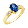 thumbnail image 1 of AFFY (1.05 cttw) Simulated Blue Sapphire & White Natural Diamond Antique Style Engagement Wedding Ring In 14k Yellow Gold With Ring Size -12, 1 of 1