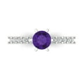 thumbnail image 1 of Solitaire with Accents Engagement Ring for Women - 1.05ct Natural Amethyst in 14K White Gold Promise Ring, 1 of 6