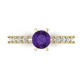thumbnail image 1 of Solitaire with Accents Engagement Ring for Women - 1.05ct Natural Amethyst in 14K Yellow Gold Promise Ring, 1 of 6