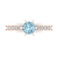 thumbnail image 1 of 1.05ct Round Cut Blue Crystal 14k Pink Rose Gold Engraving Statement Bridal Wedding Designer Ring Size 8.5, 1 of 5