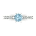 thumbnail image 1 of 1.05ct Round Cut Blue Crystal 18k White Gold Engraving Statement Bridal Wedding Designer Ring Size 8.5, 1 of 5