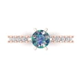 thumbnail image 1 of 1.05ct Round Cut Blue Moissanite 14k Pink Rose Gold Engraving Statement Bridal Wedding Designer Ring Size 5, 1 of 8