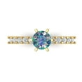 thumbnail image 1 of 1.05ct Round Cut Blue Moissanite 18k Yellow Gold Engraving Statement Bridal Wedding Designer Ring Size 5, 1 of 5